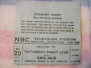 SATURDAY NIGHT LIVE 10/20/79 PROVISIONAL TIX/ BOB DYLAN  