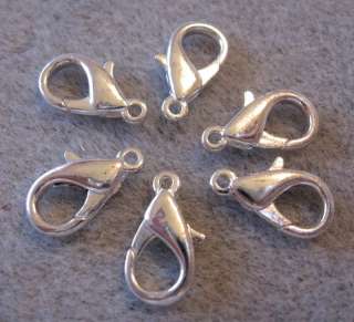 14MM SILVER PLATED METAL LOBSTER CLASPS (6)  
