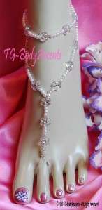 barefoot sandals foot jewelry flowers pearls