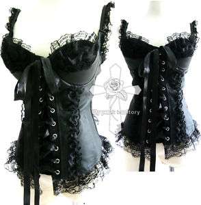 Demonia NOIR Sexy Laced String Goth Faux Leather Corset  
