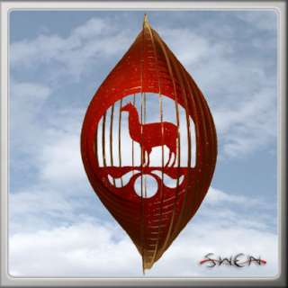 LLAMA ALPACA CIRCLE RED Swirly Metal Wind Spinner ~NEW~  