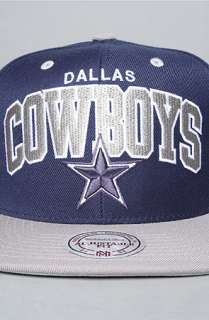 Mitchell & Ness The Dallas Cowboys Arch Snapback Cap in Silver Blue 