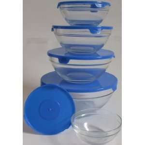 Mikrowellen Glas Schüssel mit Deckel 5er Set Blau: .de: Küche 
