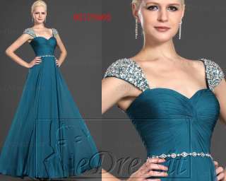   2012 New Alluring Cap sleeves Blue Evening Dress Gown Prom Ball AU8 22