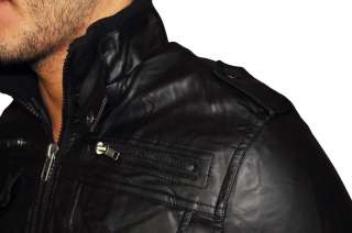 Cipo & Baxx Lederjacke Übergangsjacke Jacke Stehkragen LYONS schwarz 
