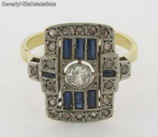 Antique Art Deco Diamonds Sapphires 18k Gold Platinum Ring  