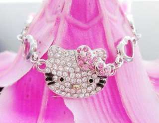   hello kitty KT pink heart peach bracelet crystal gift Z15  