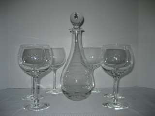   Co. Britannia Decanter With Stopper & 6 Balloon Wine Glass Set, Used