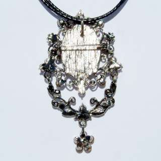 HUGE Crystal ~CAMEO filigree Queen Pendant Necklace PIN  