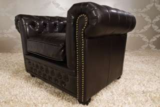 Edler Chesterfield Sessel 1er dark coffee Nieten Couch Sofa braun 