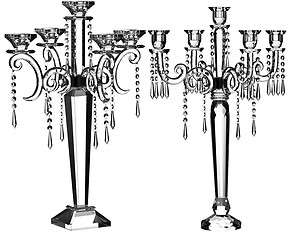 Tall 70cm Wedding 5 Arm Crystal Droplets Candelabra Vintage Candle 