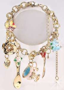 1Gold Plated Mixed Themed Charm Bangle Bracelet G0903 1  