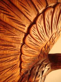   Carved Natural Dark Stain Suar Wood Bald Eagle on Globe Statue  