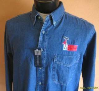   Blue Size L Denim Embroidered FIRE DEPARTMENT RODEO Long Sleeve Shirt