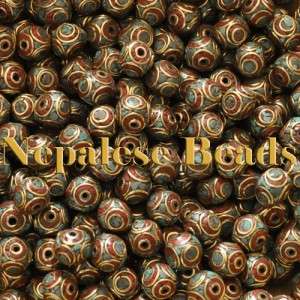 WB08 Nepalese Artisan Handmade Bras Turquoise Coral Mosaic 50 Beads 