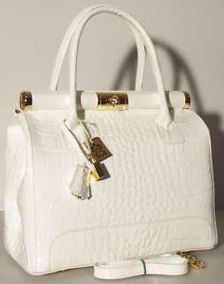 New Genuine Italian Leather Hand bag Purse Tote White 846  