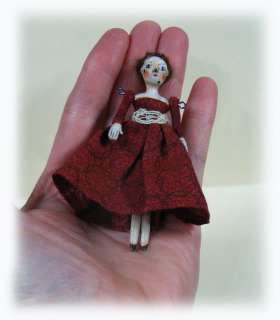   Clay OOAK Queen Anne Inspired Primitive Painting DOLL House Folk Art
