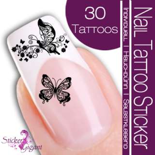 Nail Tattoo Sticker Schmetterling / Floral   schwarz  