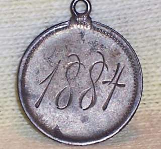 1884 Silver Dime LOVE TOKEN Charm w INITIALS on REVERSE  