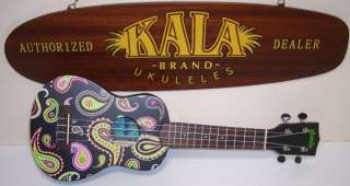 New Kala Ukadelic Black Paisley Soprano Ukulele w Geared Tuners [5101 