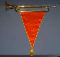 Vintage Soviet Russian Communist Bugle Horn w/ Flag  