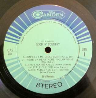 JIM REEVES LP good n country RECORD vinyl vg++  
