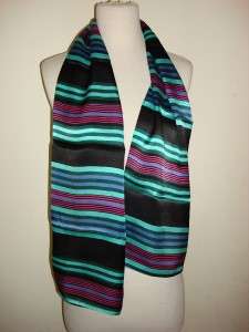 COLLECTION XIIX SCARF WRAP PINK BLACK GREEN STRIPES NEW  