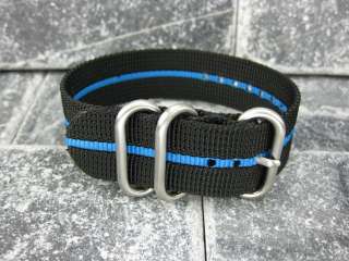 black nylon with blue stripe