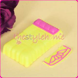 cute Barbie Sister Kelly Doll Bed Yellow Miniature Furniture parts 