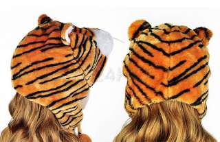 Cartoon Tiger Animals Cute Plush Fancy Dress Fluffy Costume Hat Cap