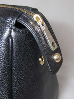 295 DKNY Vintage Leather Classic Pushlock Bag Purse EW Satchel 