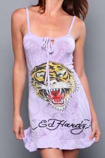 Ed Hardy Purple Womens Tiger Drawstring Dress  