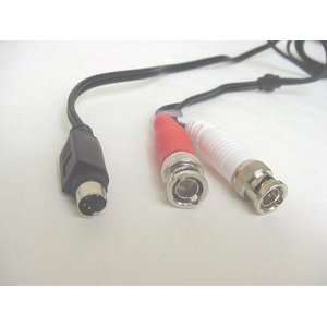  Single SVHS 4 Pin Plug to Dual BNC Plugs 6in Long Flat 