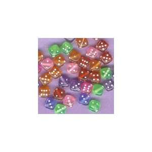  Plastic Dice Beads Transparent Colors 7.5mm (50pcs/pkg 