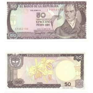  Colombia 1986 50 Pesos Oro, Pick 425b 