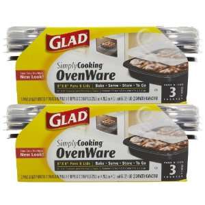  Glad SimplyCooking OvenWare 8x8 Pans & Lids, 3 ct 2 pack 