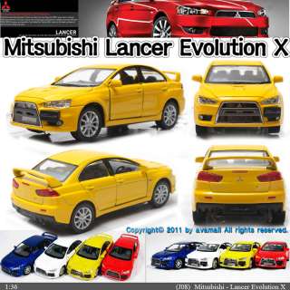 Mitsubishi Lancer Evolution X 1:36 Yellow Diecast Mini Car Toy 