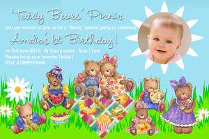 Teddy Bear Birthday Party on Teddy Bears Picnic Birthday Party Invitations Photo