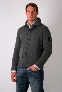 Grey Zip and Button Front Cardigan by Stone Island   Grey   Buy 