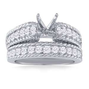  Engagement Ring 0.99 Carat (Ctw) White Gold Wedding Set: Jewelry