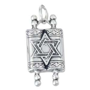  Sterling Silver Antiqued Three Dimensional Torah Charm 