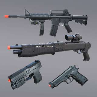   4X AIRSOFT GUNS M 16 & AIR SOFT RIFLE SHOTGUN HANDGUN PISTOLS 1000 BBs