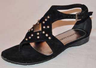 FRANCO SARTO Zoe Black Suede Ankle Strap Sandals Shoes  
