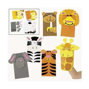    12 Zoo Safari Animal Puppet Paper Bag Craft Kit Toys & Games