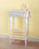 WOOD CARVED ANTIQUE STYLE DISTRESSED WHITE NIGHTSTAND END TABLE NEW 