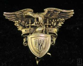   1929 14K GOLD VINTAGE UNITED STATES MILITARY ACADEMY PIN/BROOCH  