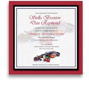  255 Square Wedding Invitations   Violin Red Roses Office 