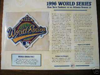 1996 NEW YORK YANKEES WORLD SERIES BASEBALL MLB PATCH  