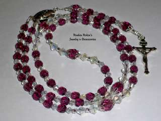 Catholic Rosary Bead Necklace ~ Czech Amethyst (Purple) Beads  