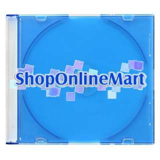 50 Single Slim 5mm Blue Jewel Case for CD DVD Storage  